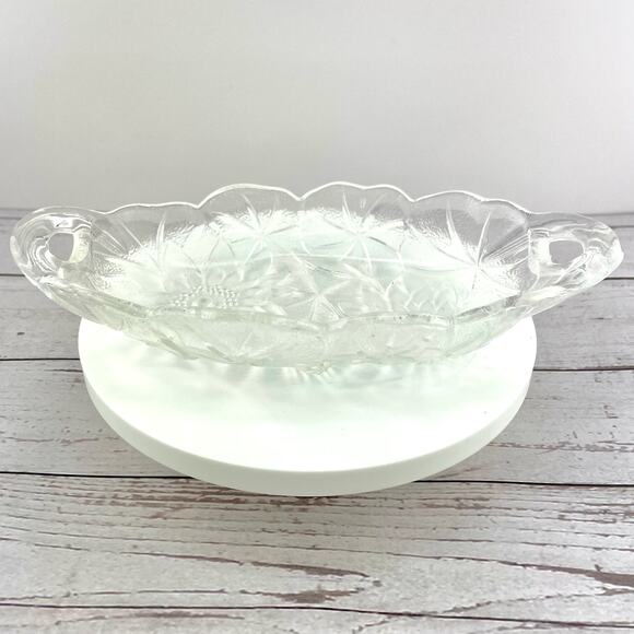Vtg Indiana Glass Sunflower Relish Tray, Pressed Clear Glass Textured Bowl - Picture 3 of 16
